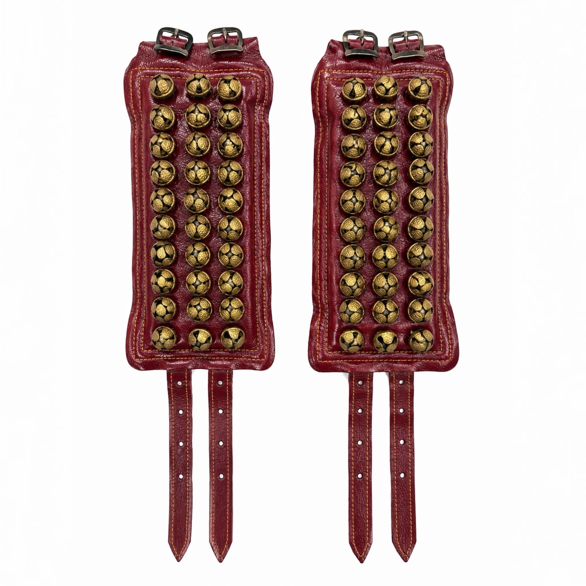 RG Leather 3-Line Ghungroo - Maroon