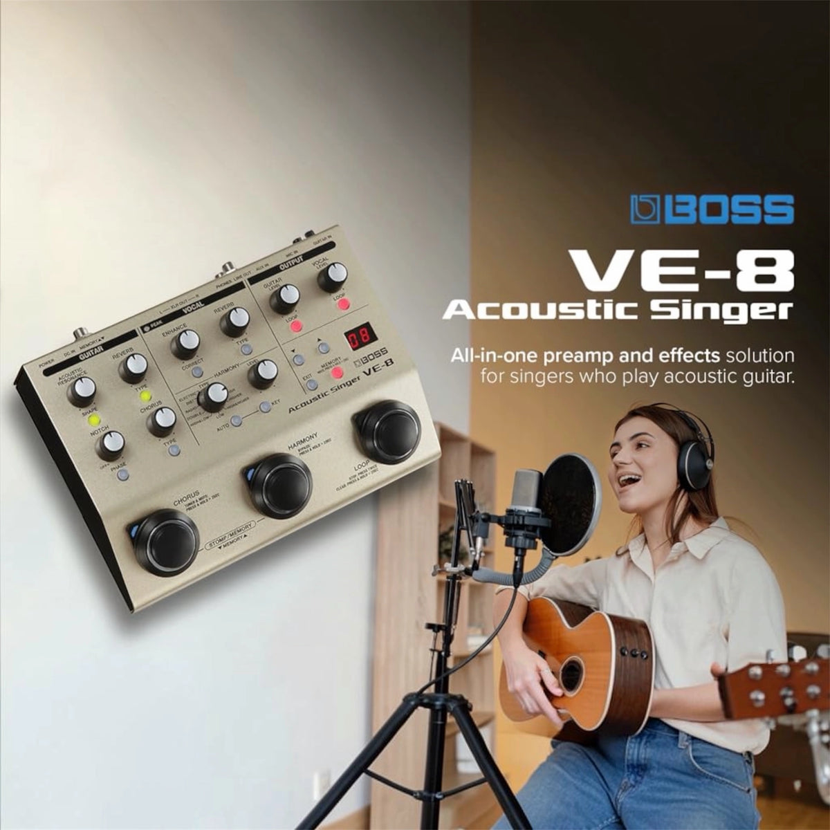 Boss VE-8 Acoustic Singer Effects Processor Pedal