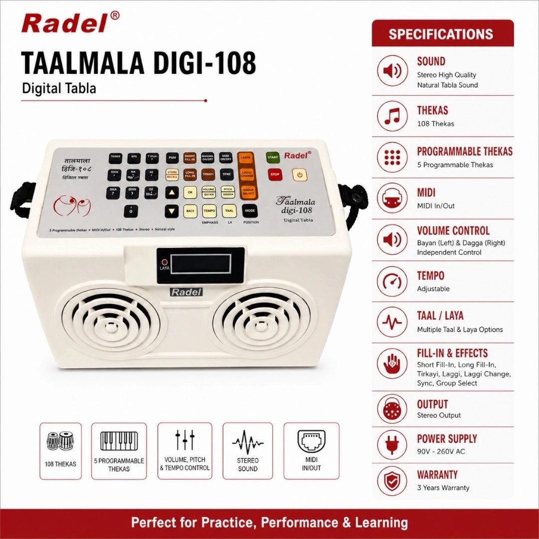 Radel Taalmala Digi-108 Digital Tabla