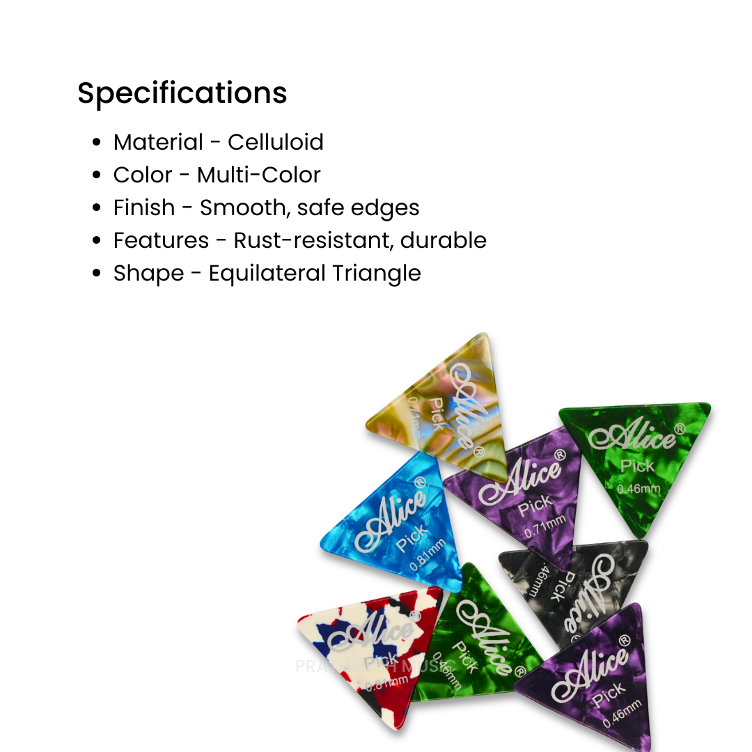 Alice AP-L-8 Celluloid Triangle Guitar Picks (8 pcs)
