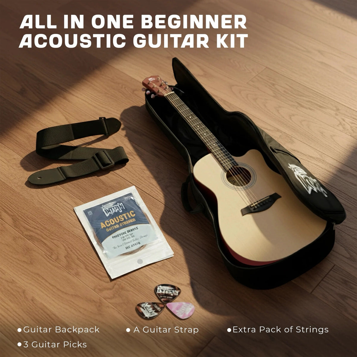 Intern 38C Acoustic Guitar with Bag - Natural