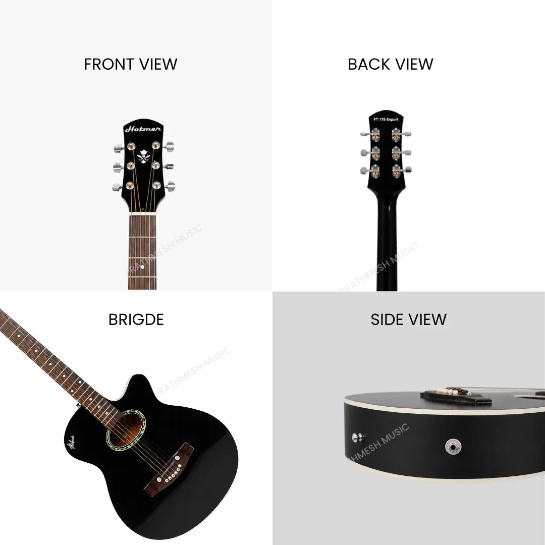 Hobmer 175-BK Export Electro-Acoustic Guitar - Black