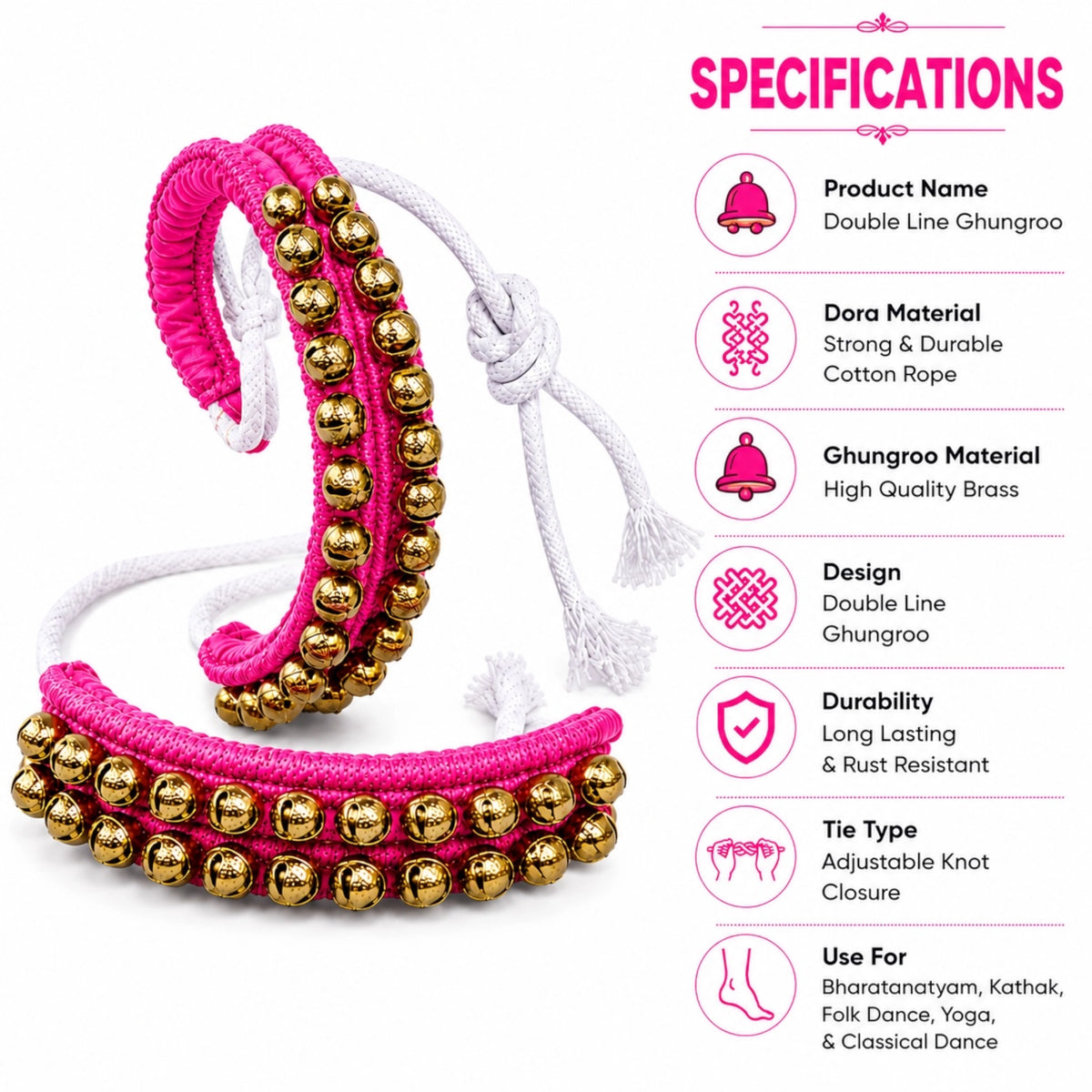 RG Simple 2-Line Ghungroo - Pink