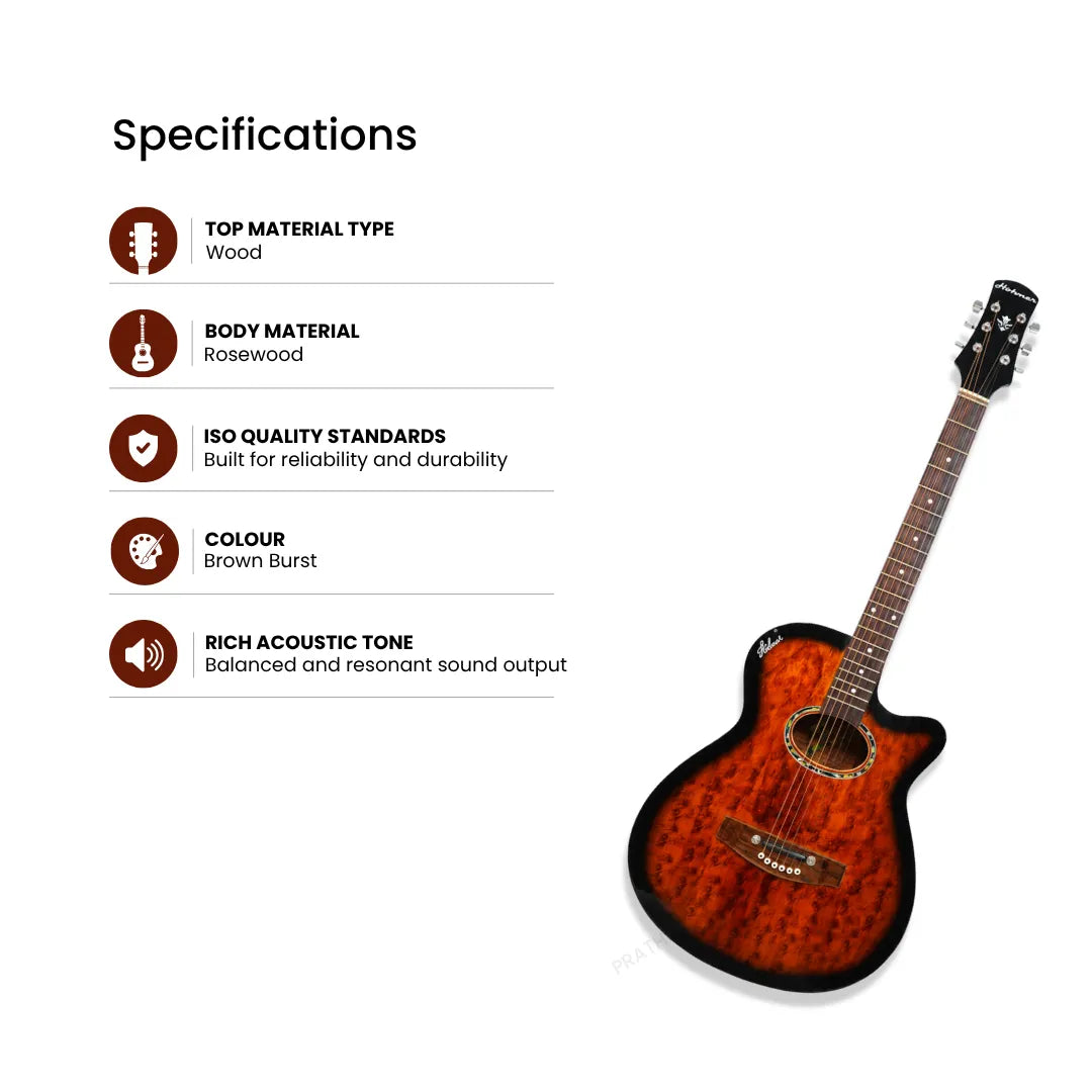 Hobmer 175-BR Export Electro-Acoustic Guitar - Brown Burst