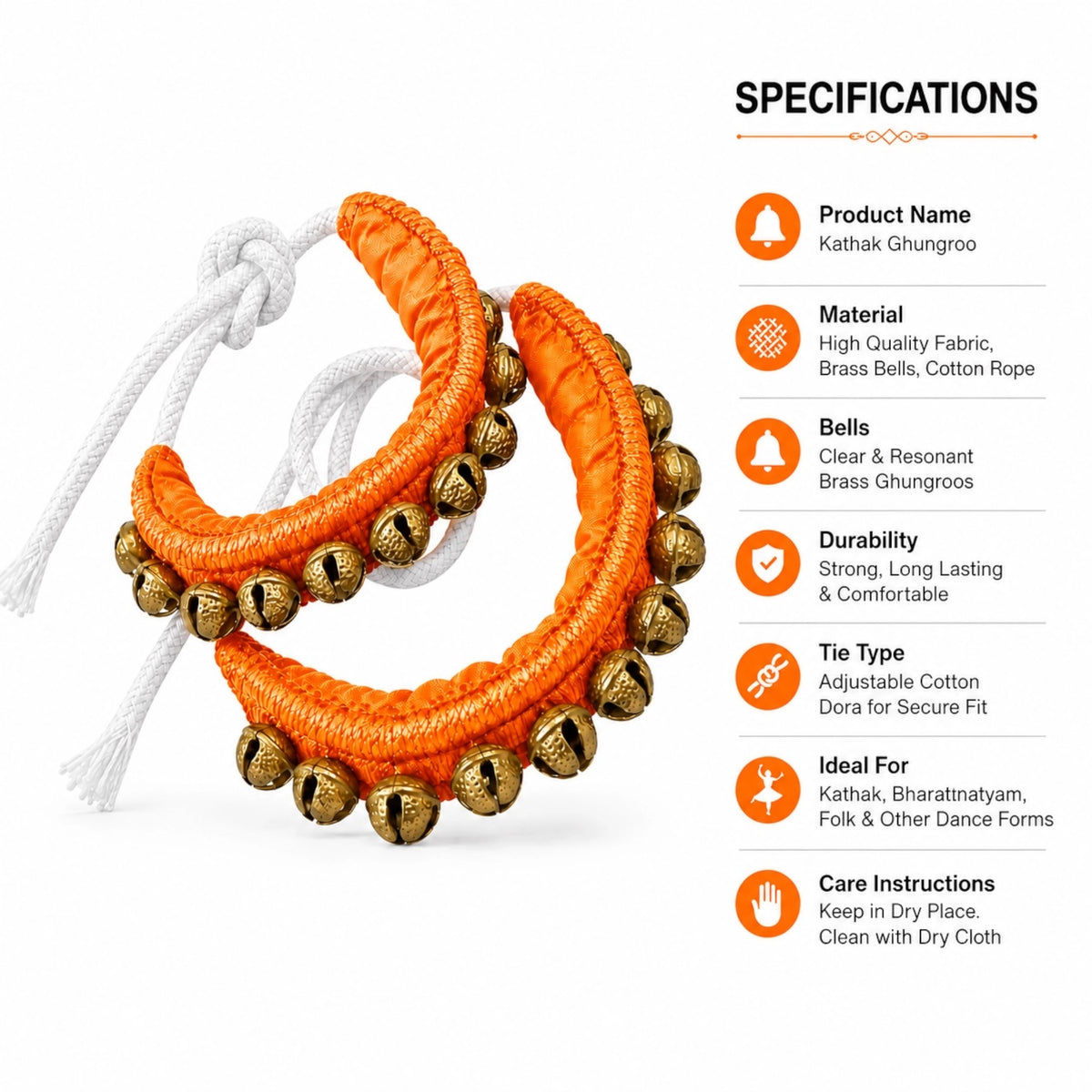 RG Simple 1-Line Ghungroo - Orange