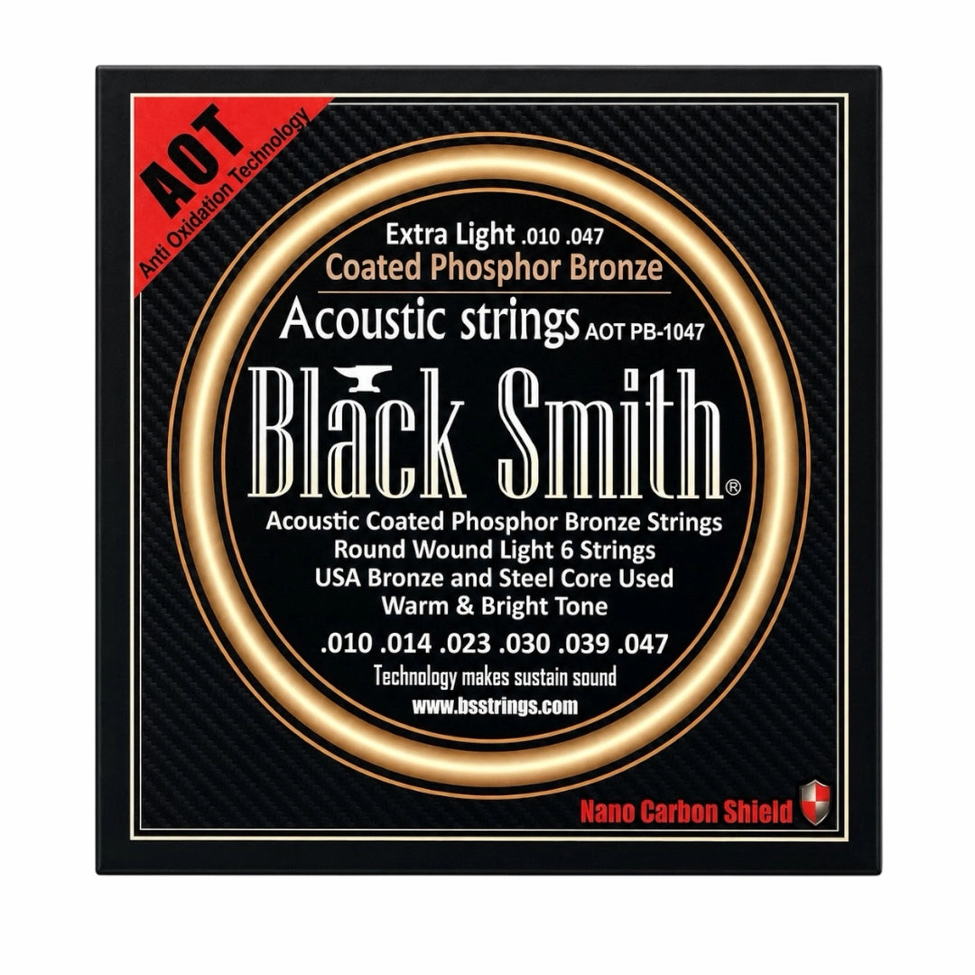 Black Smith AOT PB-1047 Coated Phosphor Bronze Acoustic Strings - 10-47