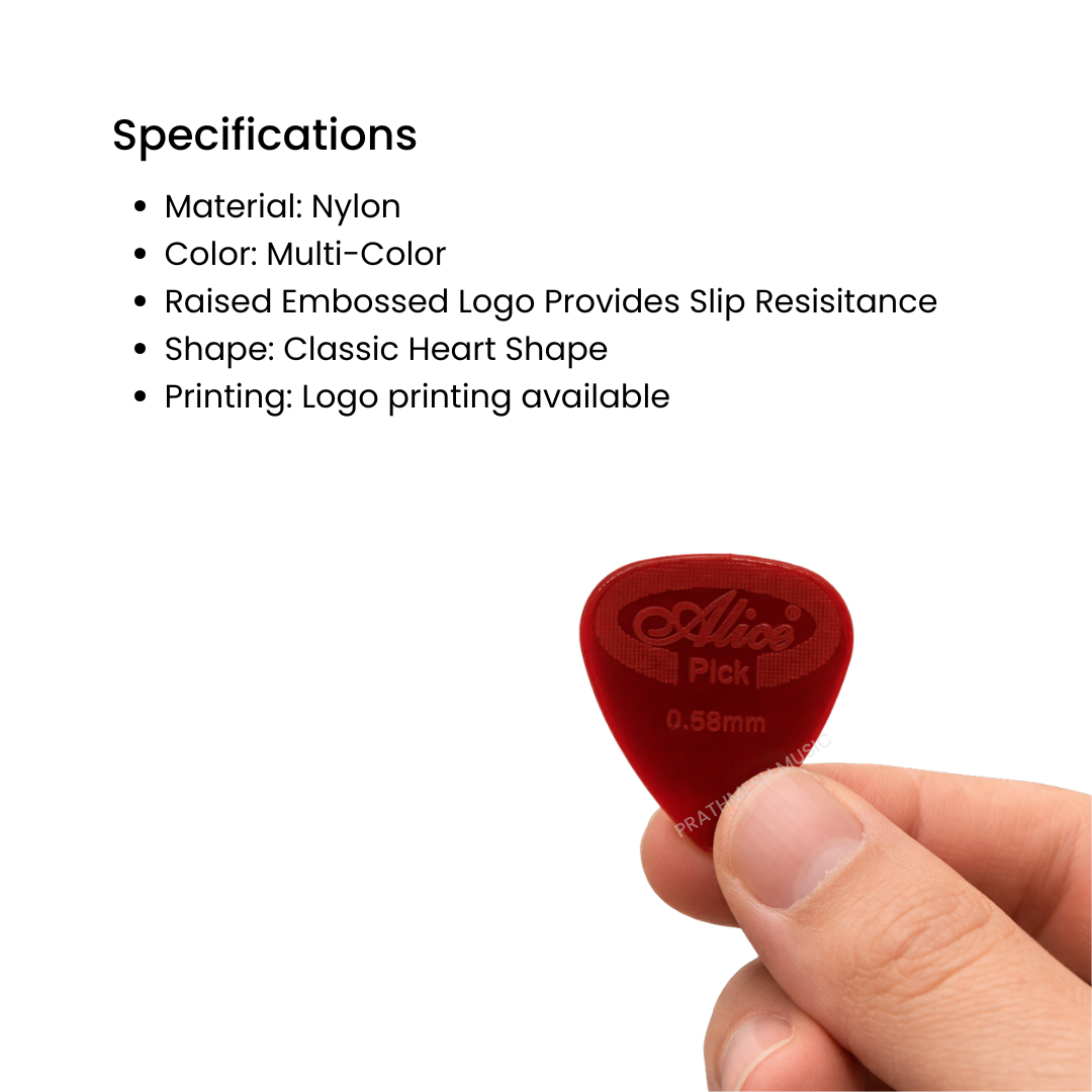 Alice AP-12G Nylon Guitar Picks – 0.58 / 0.71 / 0.81 mm (12 pcs)