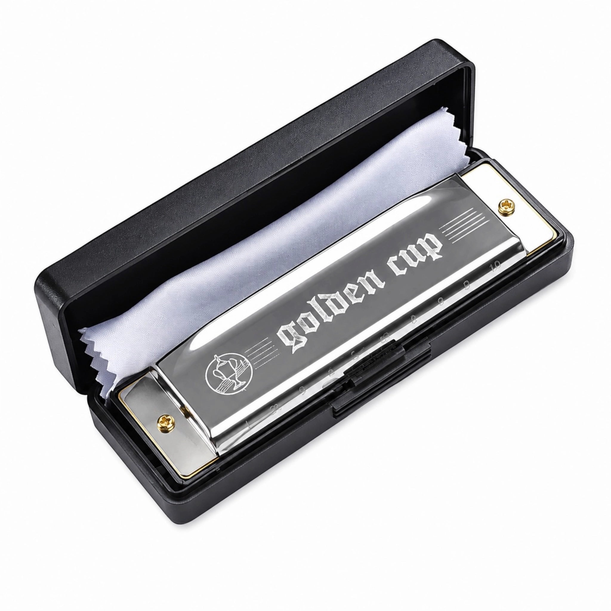 Golden Cup JH1020 10 Hole Black Case Harmonica