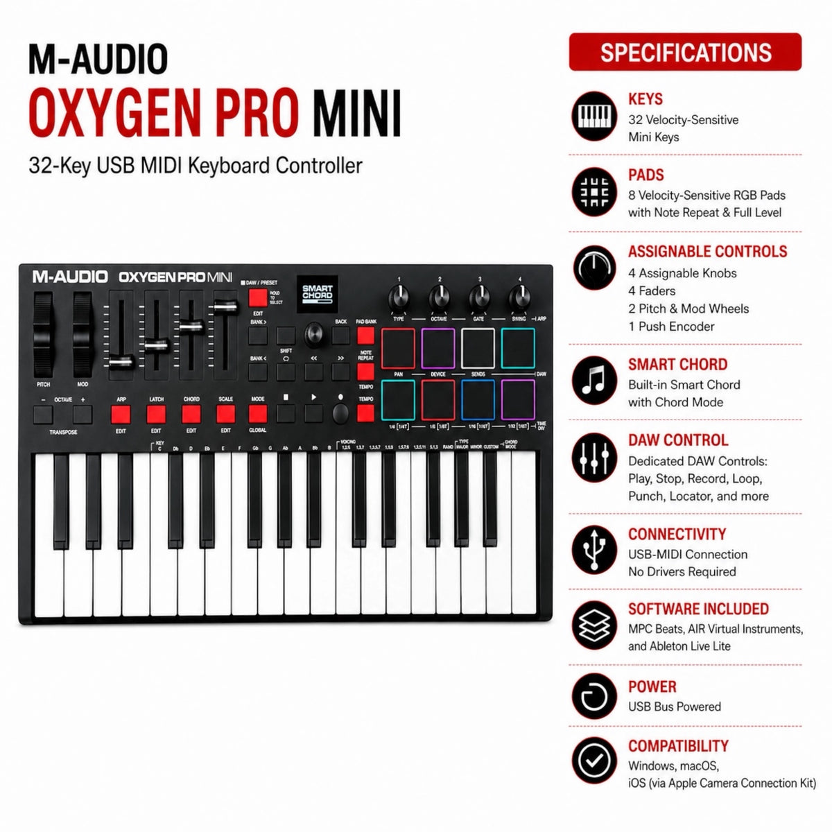 M-Audio Oxygen Pro Mini USB MIDI Keyboard Controller