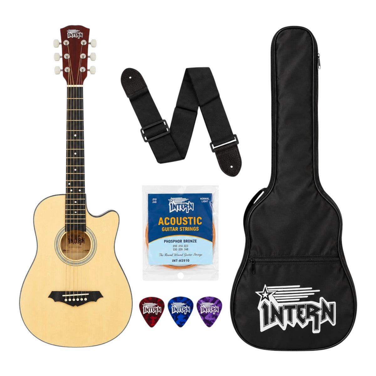 Intern 38C Acoustic Guitar with Bag - Natural