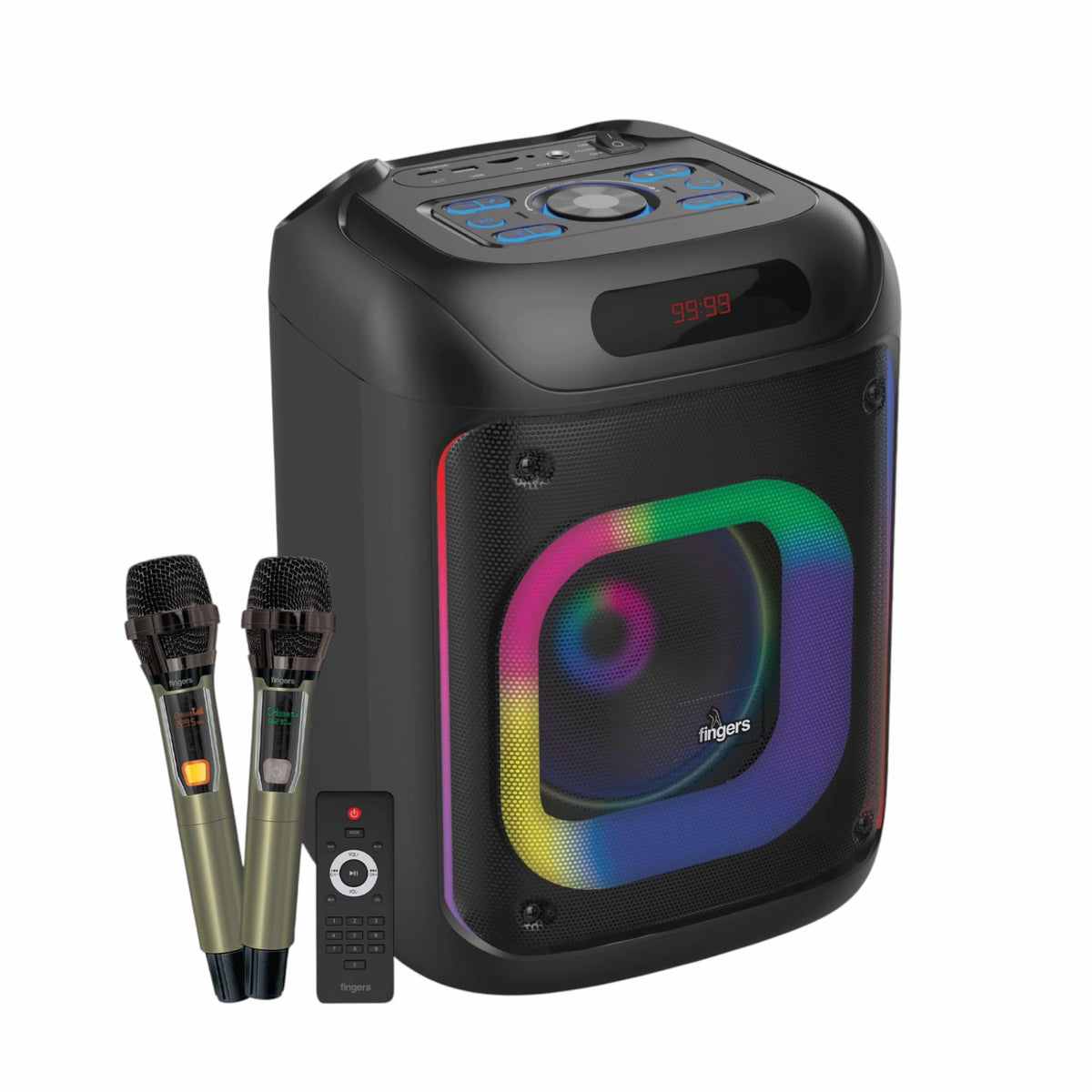 Fingers 2Mic-ThunderBox45 Portable Bluetooth Speaker with 2 Wireless Microphones