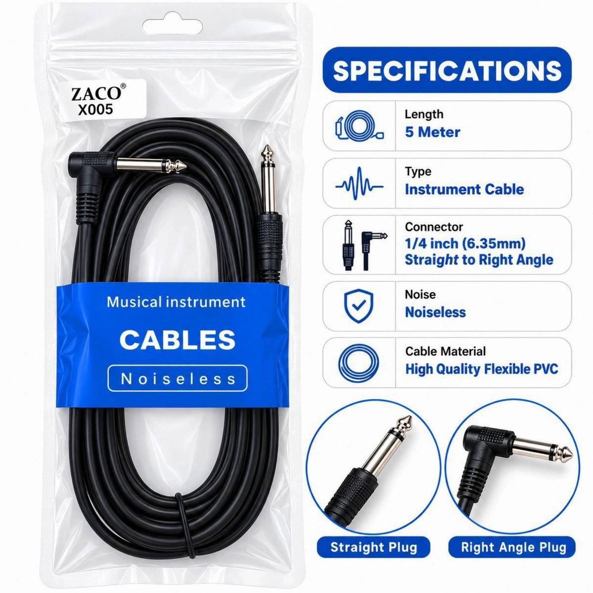 Zaco Instrument Cable - 5m