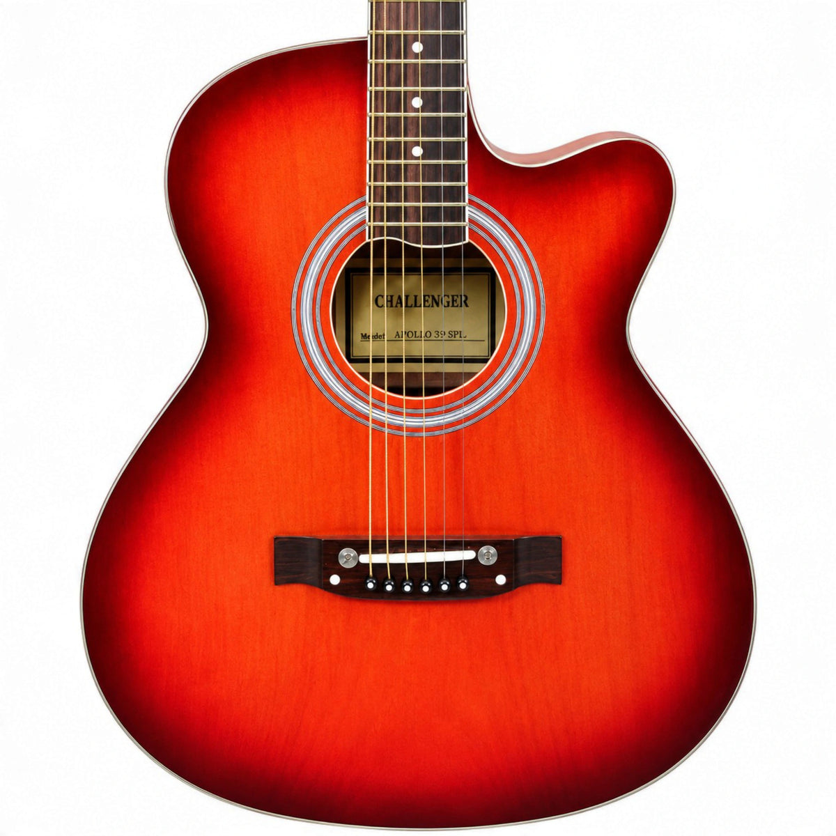 Challenger Apollo Deluxe Electro-Acoustic Guitar - Red Matte