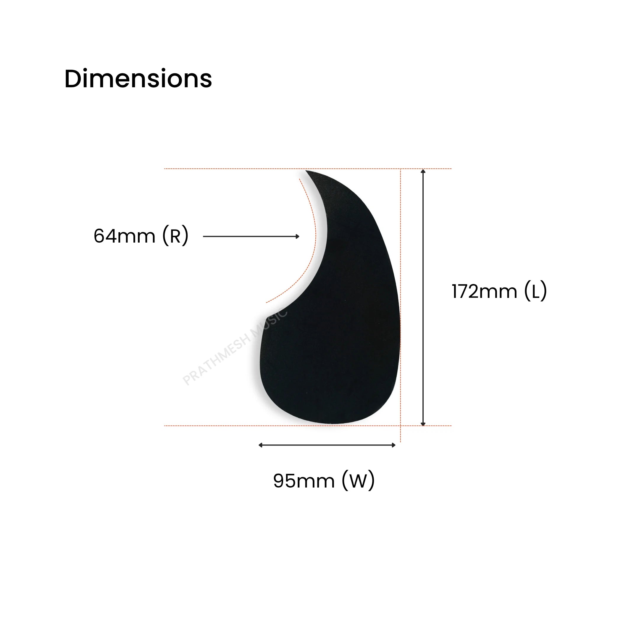 Alice A025A Black Acoustic Guitar Pickguard - R64mm