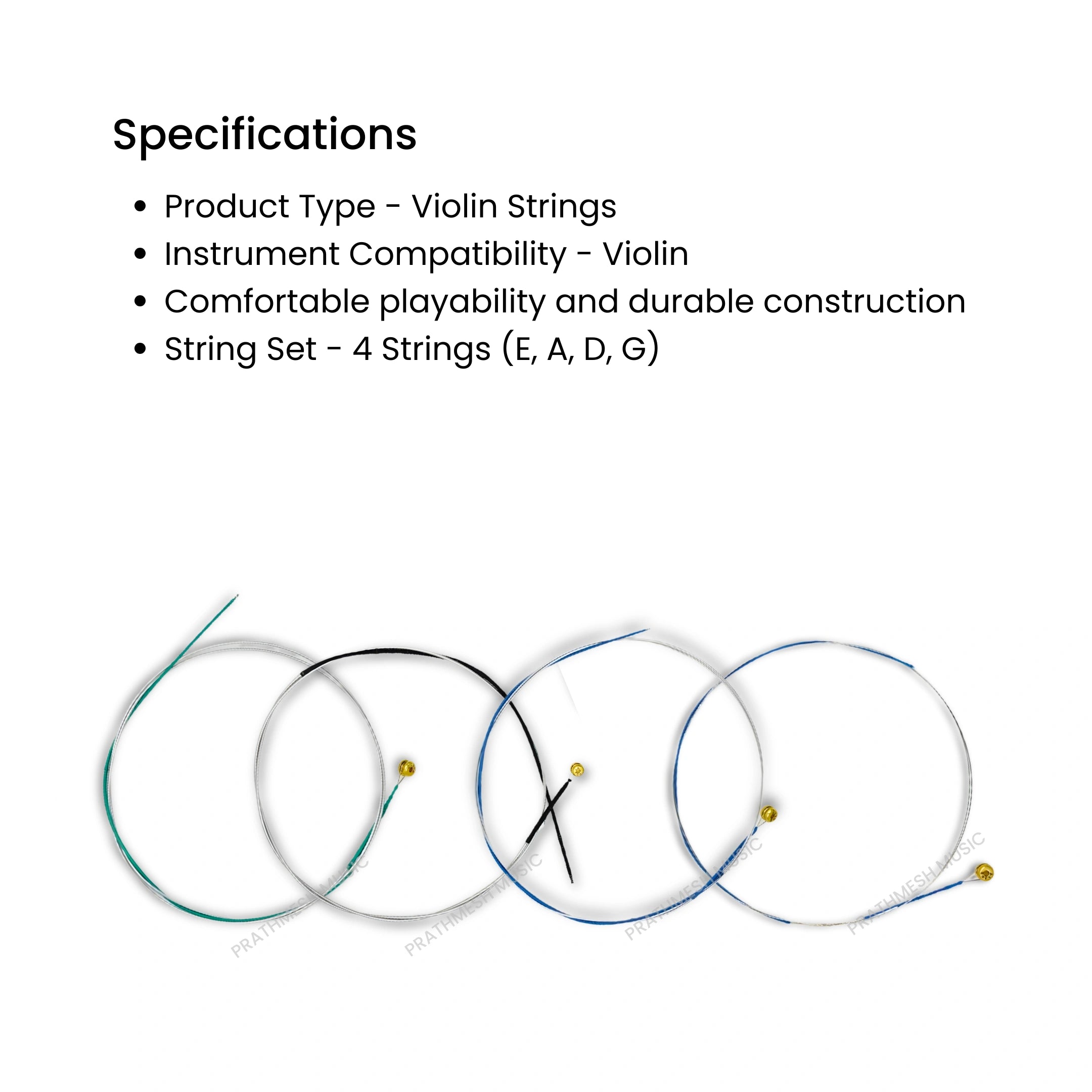 Alice A703 Violin Strings - Steel Core Alloy Wound - Medium Tension