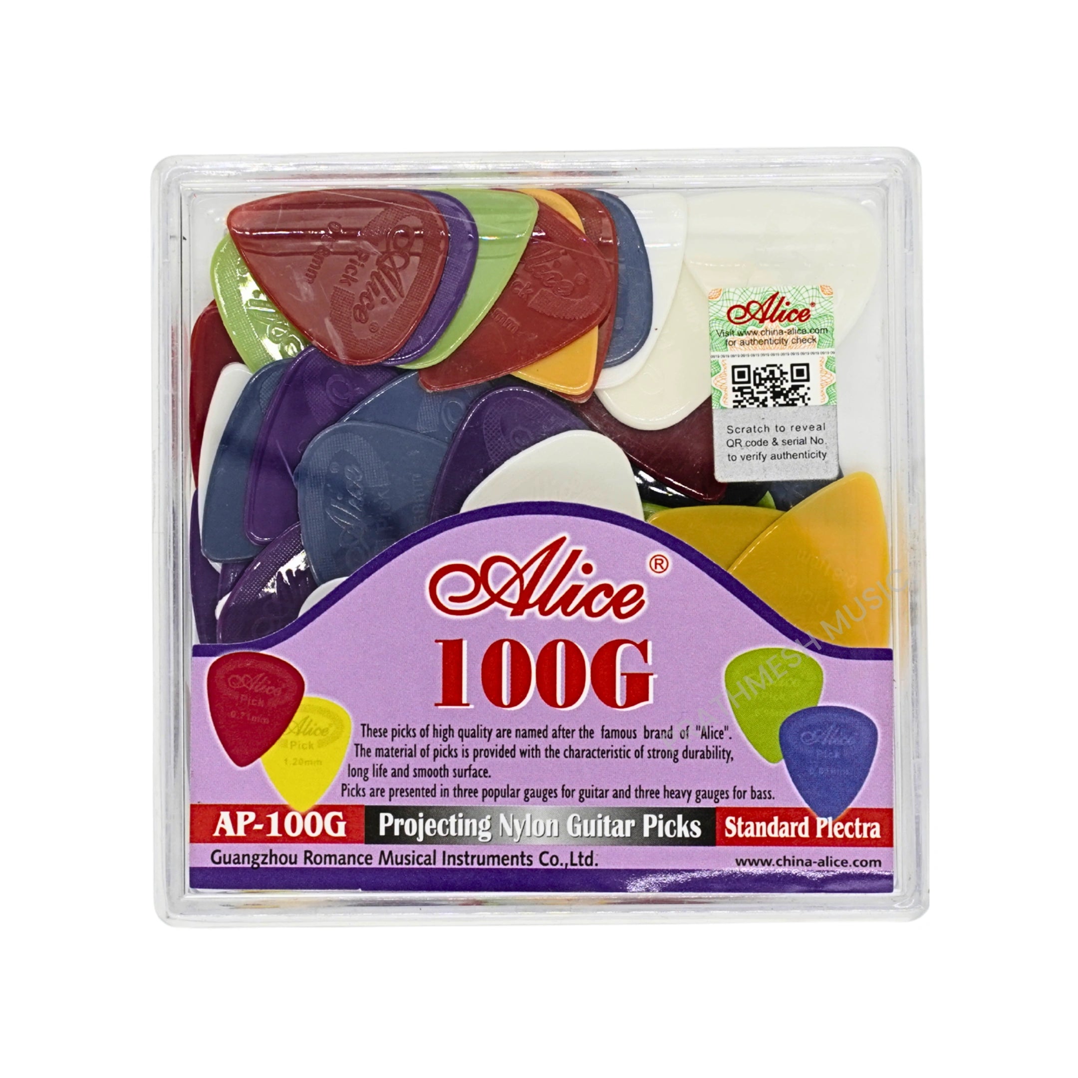 Alice AP-100G Guitar Picks - 0.58 / 0.71 / 0.81 mm (100 Pcs)