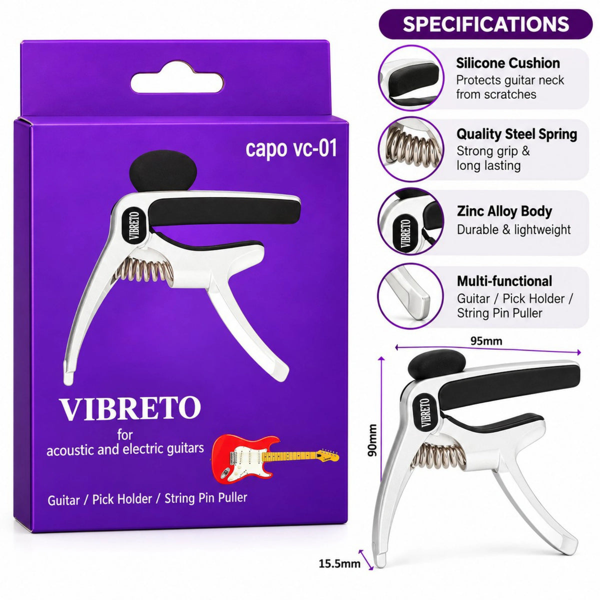 Vibrato Guitar Capo - Gold