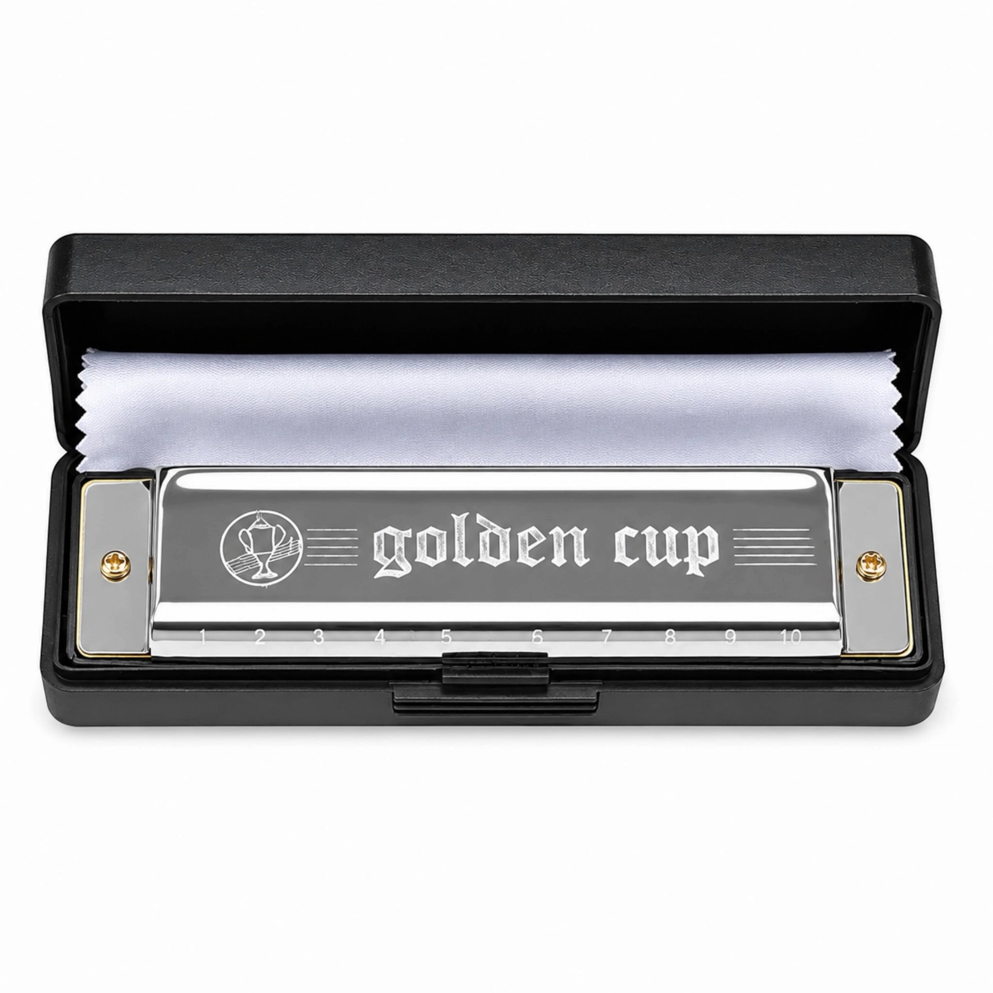 Golden Cup JH1020 10 Hole Black Case Harmonica