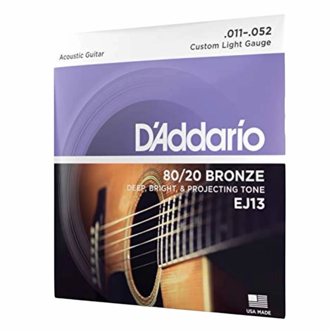 D’Addario EJ13 80/20 Bronze Custom Light Acoustic Guitar Strings - 11-52