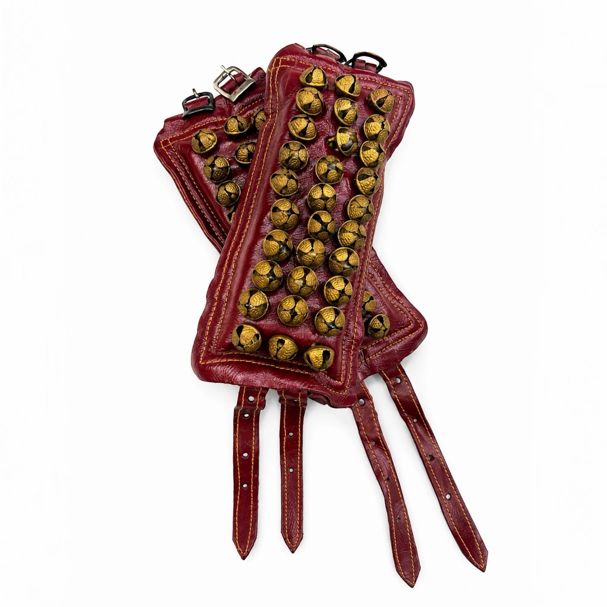 RG Leather 3-Line Ghungroo - Maroon