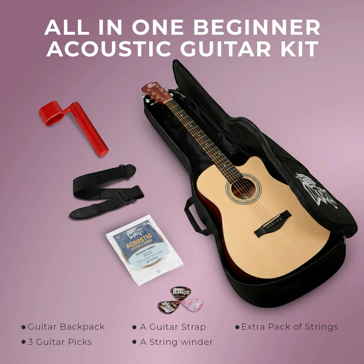Intern 38C Acoustic Guitar with Bag - Natural