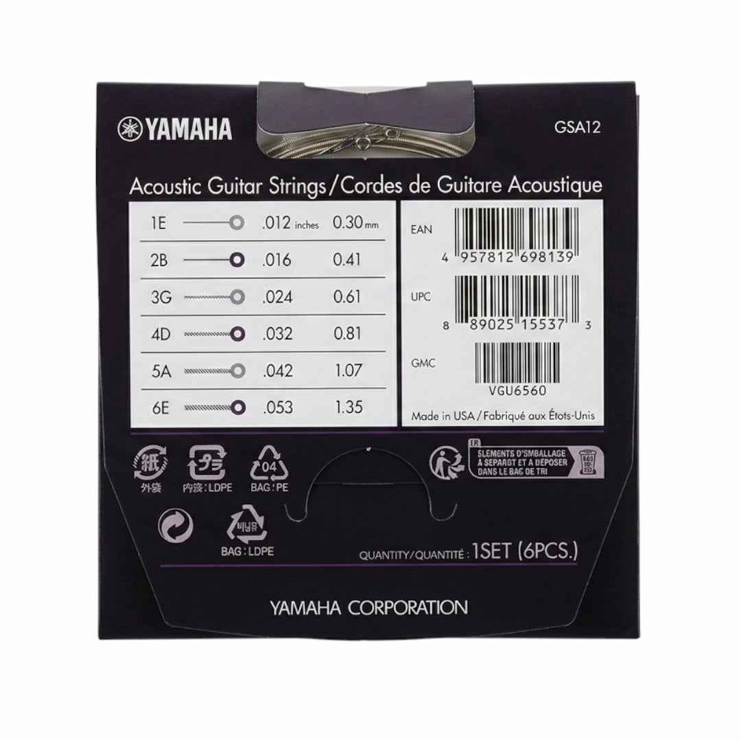 Yamaha GSA12P Acoustic Guitar Strings - .010-.052
