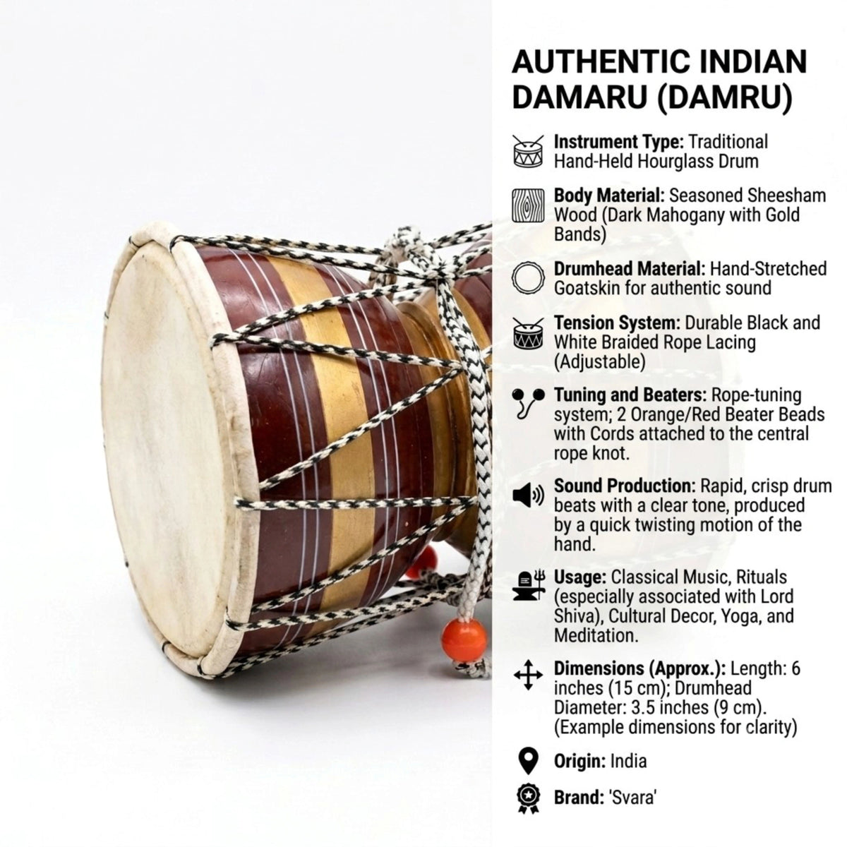 NM 8 Inch Wooden Damroo