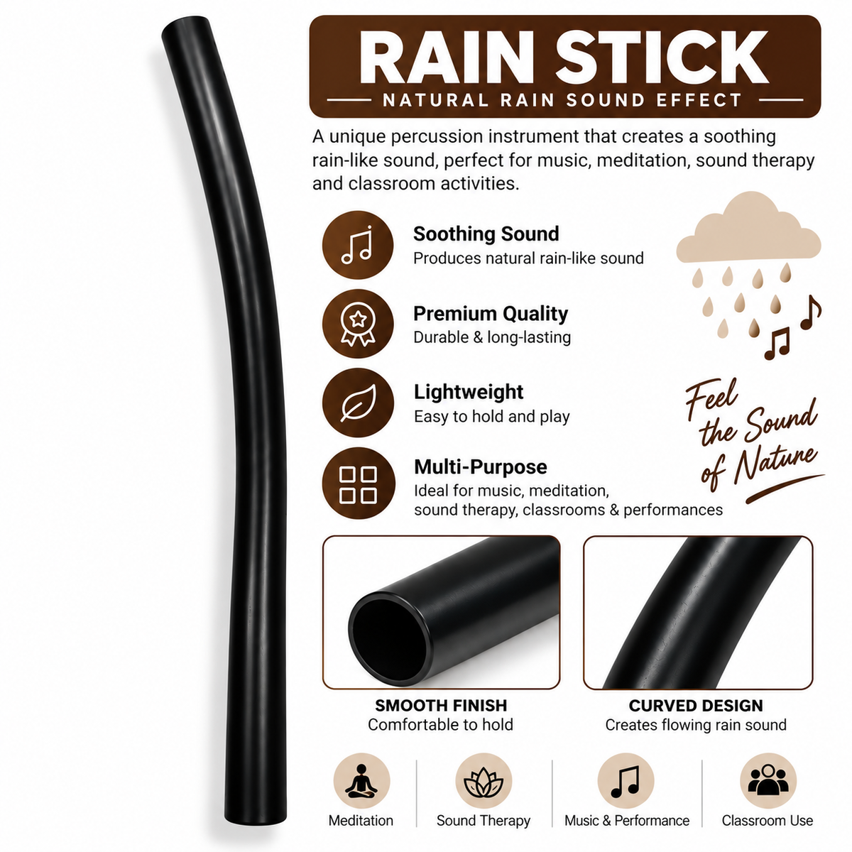 KL Bamboo Rainstick - Black