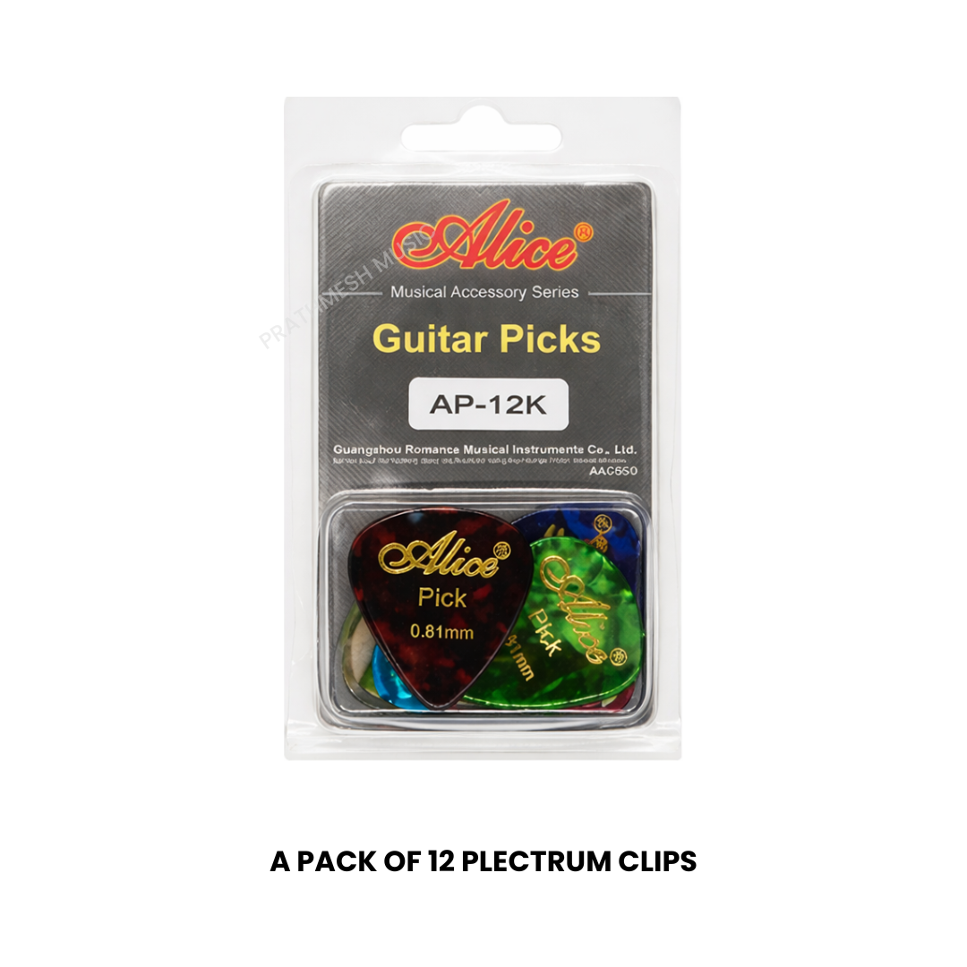 Alice AP-K-12 Foil Celluloid Guitar Picks – 0.46 / 0.71 / 0.81 mm (12 pcs)