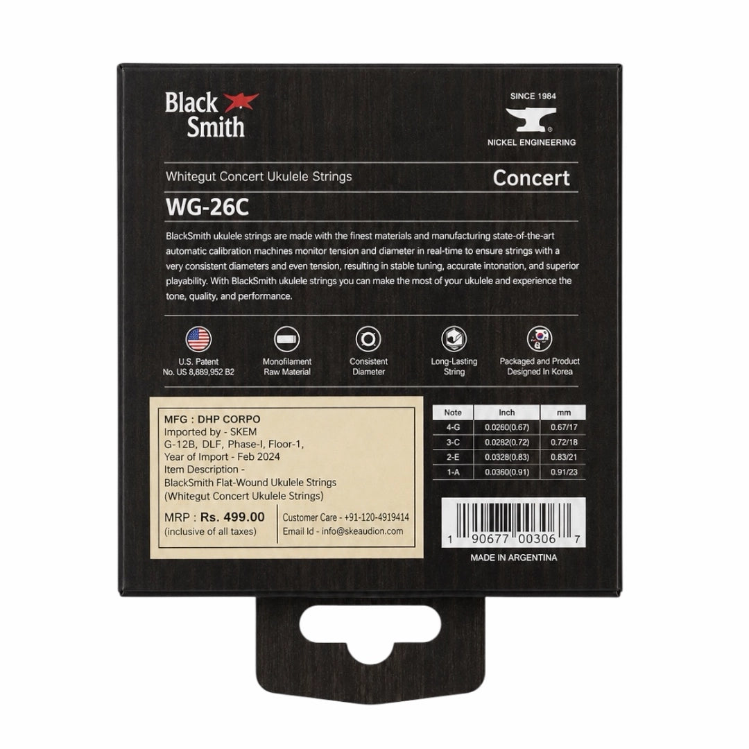 Black Smith WG-26C Whitegut Concert Ukulele Strings - Light