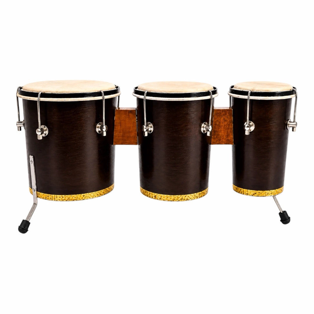 YS Wooden Triple Bongo w/ Stand - 3 Pc