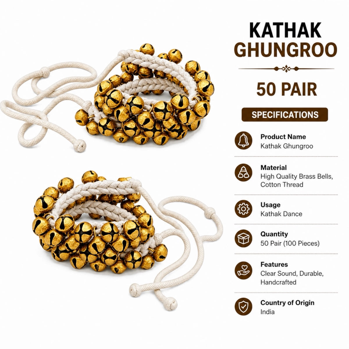 RG Kathak Ghungroo - 50 Pair