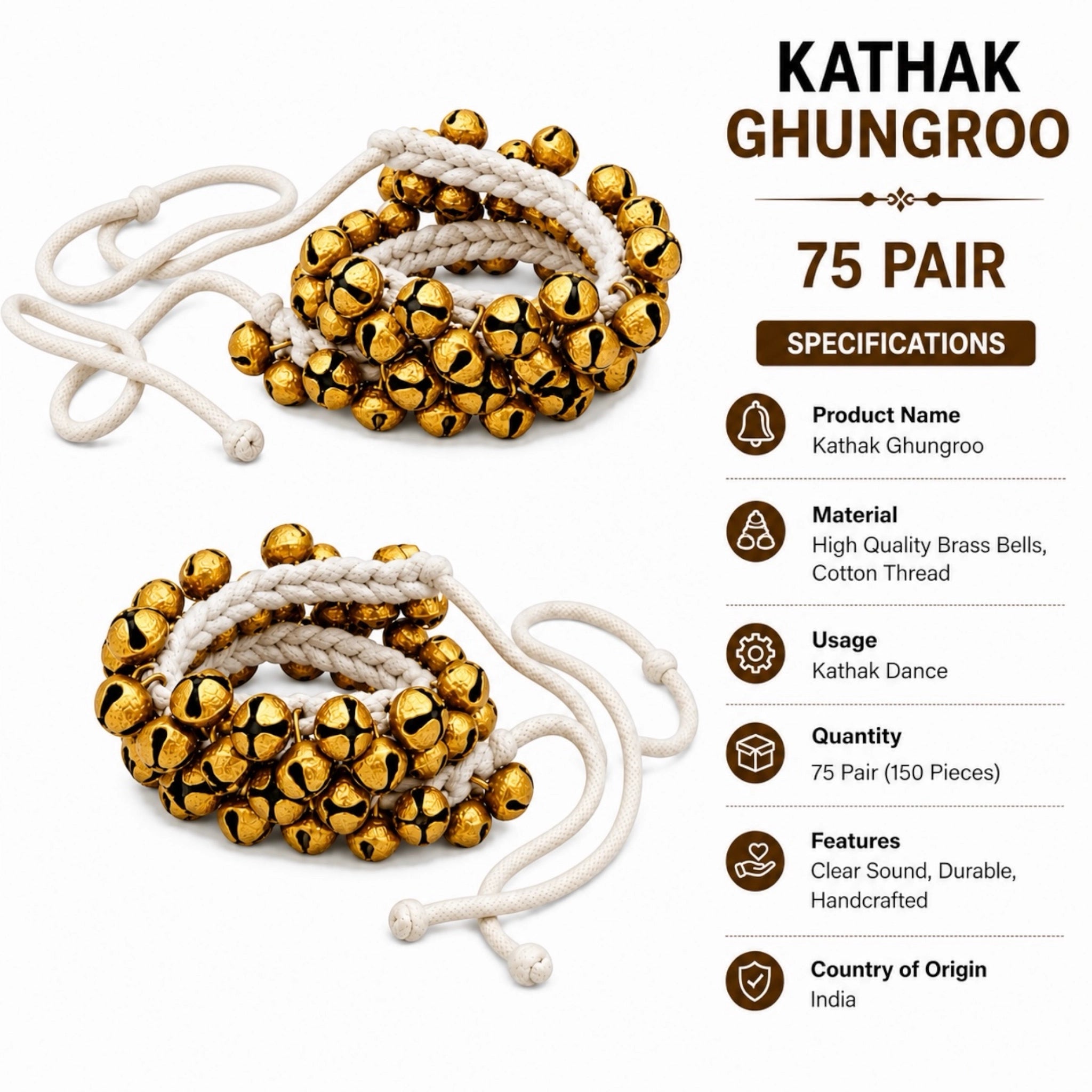 RG Kathak Ghungroo - 75 Pair