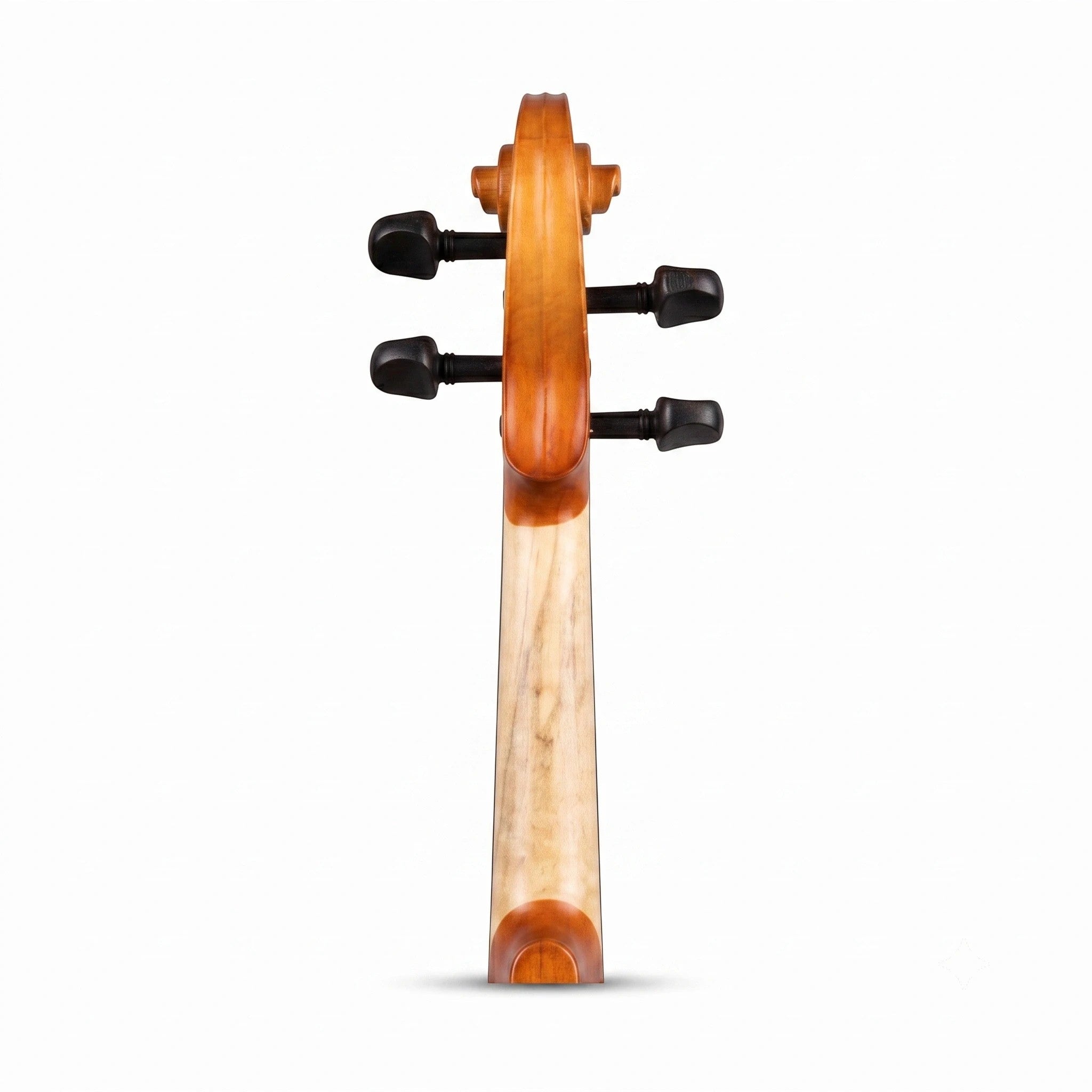 Prathmesh Music Granada Adagio 4/4 violin neck and scroll with matte finish and black tuning pegs