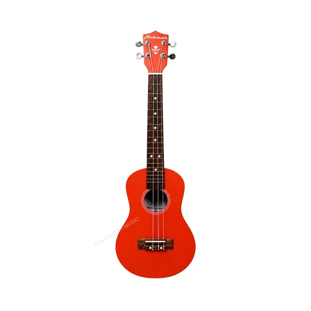 Prathmesh Music Hobmer 26-inch pink tenor ukulele with a glossy finish and dark fretboard for beginners.