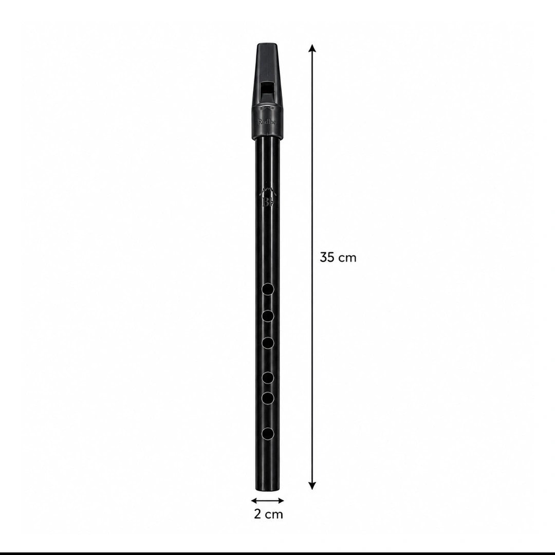 Prathmesh Music Radhe straight black PVC fiber flute for beginners, 35cm long with a 2cm diameter.
