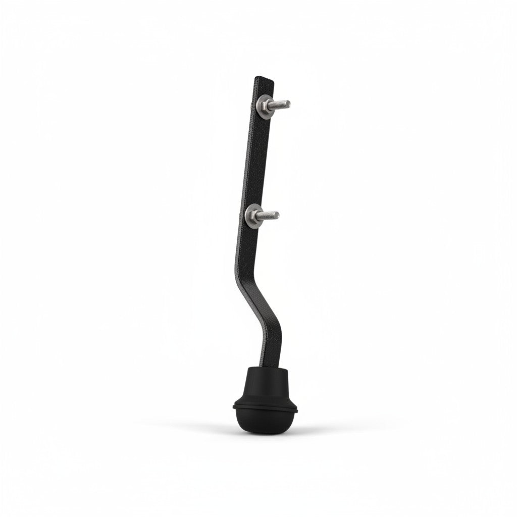 Prathmesh Music YS bongo stand mounting arm in black metal with adjustable bolts and a protective rubber base.