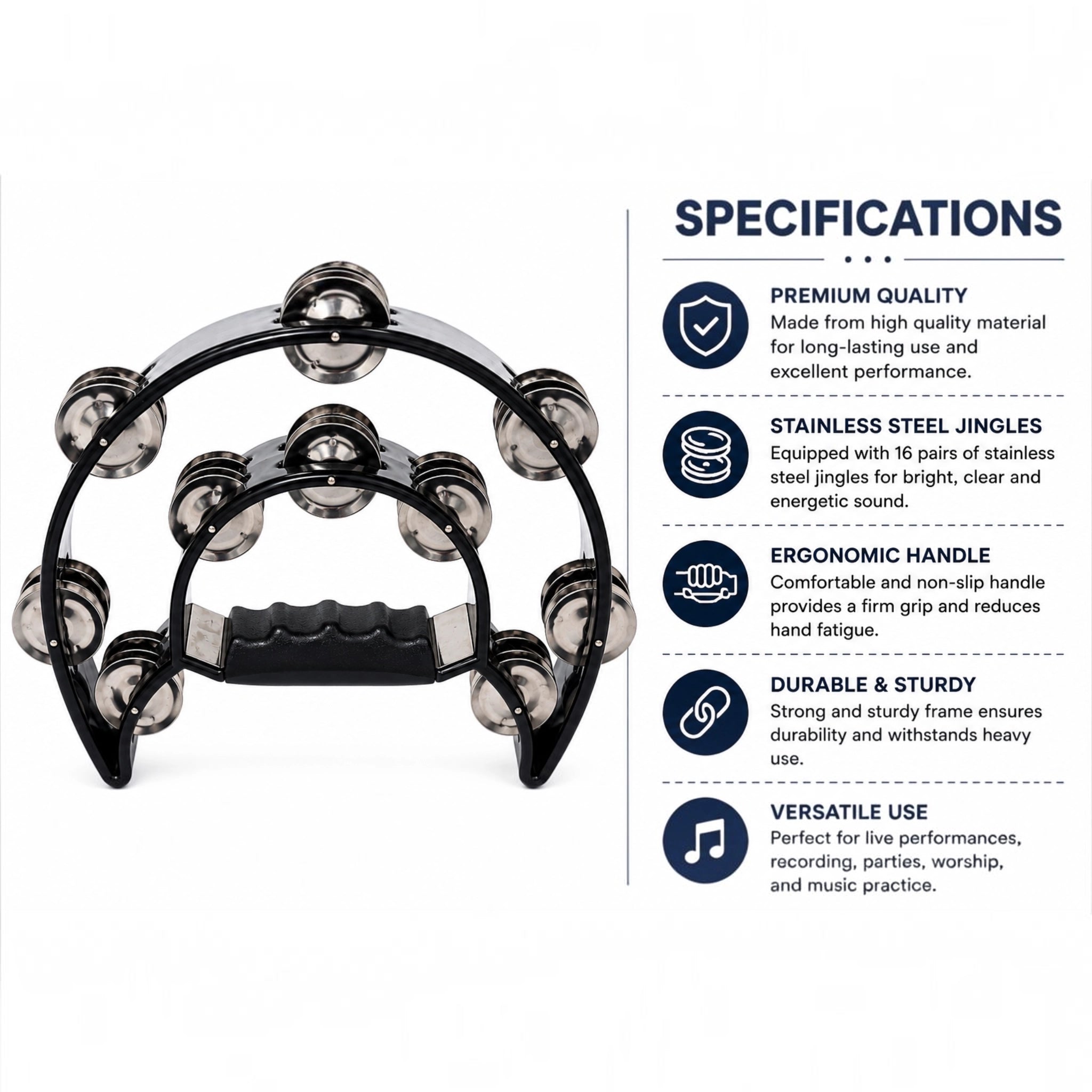 Dadi MT1 Hand Tambourine - Black