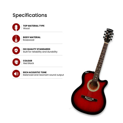 Hobmer 145-RB Export Electro-Acoustic Guitar - Red Black
