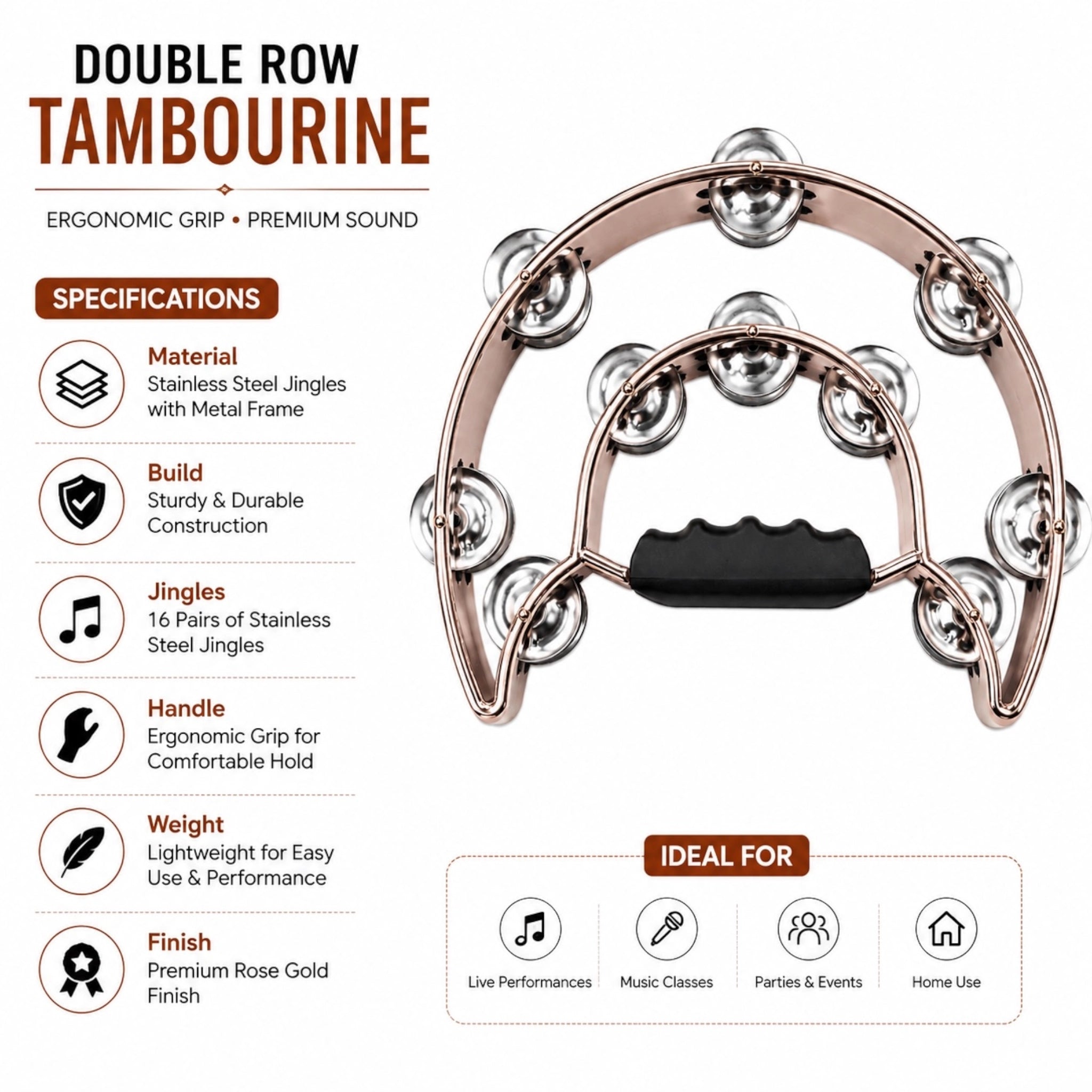 Dadi MT1C Hand Tambourine - Silver