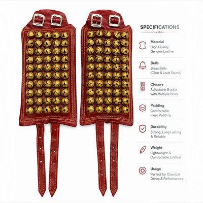 RG Leather 5-Line Ghungroo - Maroon
