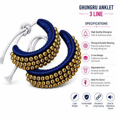 RG Simple 3-Line Ghungroo - Dark Blue