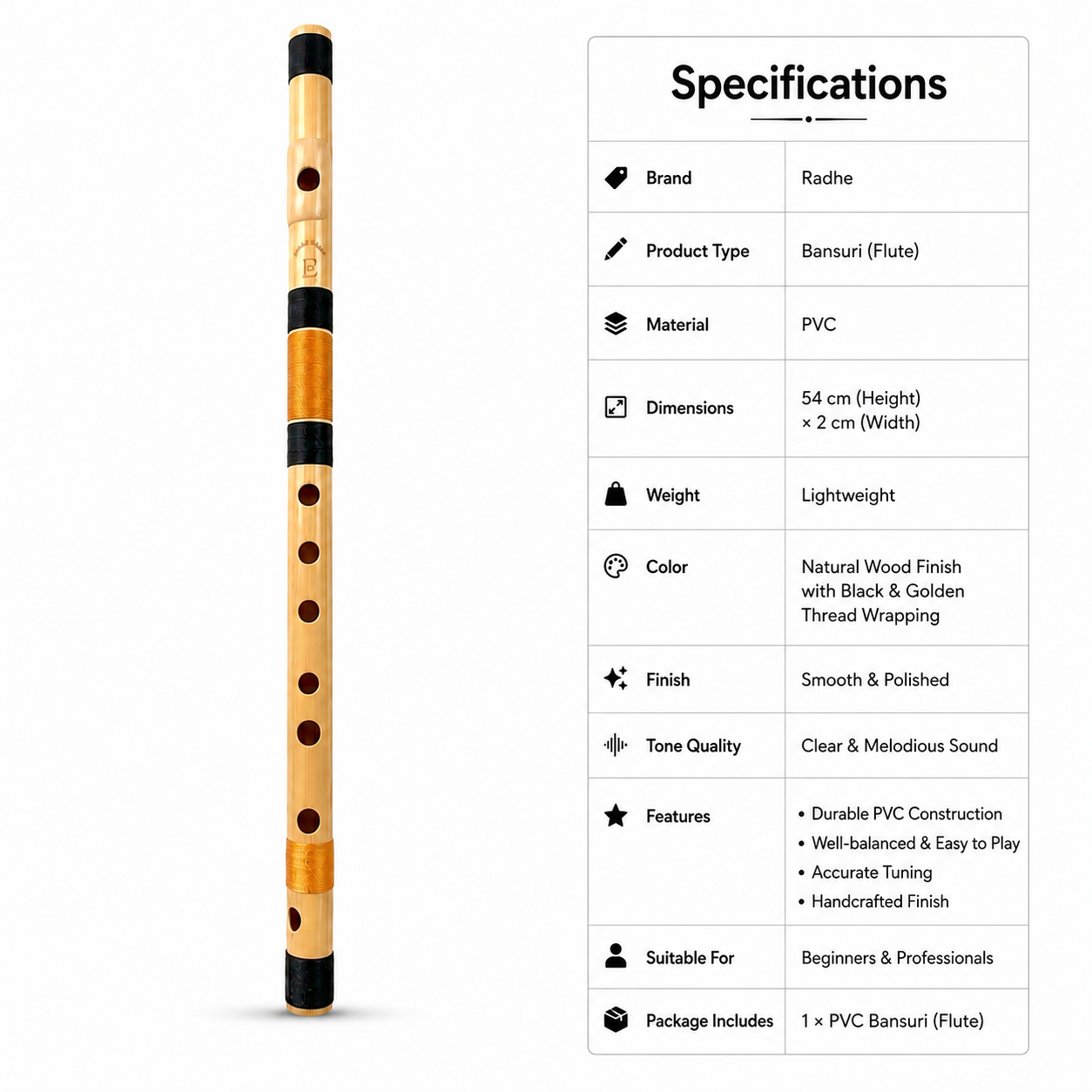 Radhe PVC Side E Middle Flute