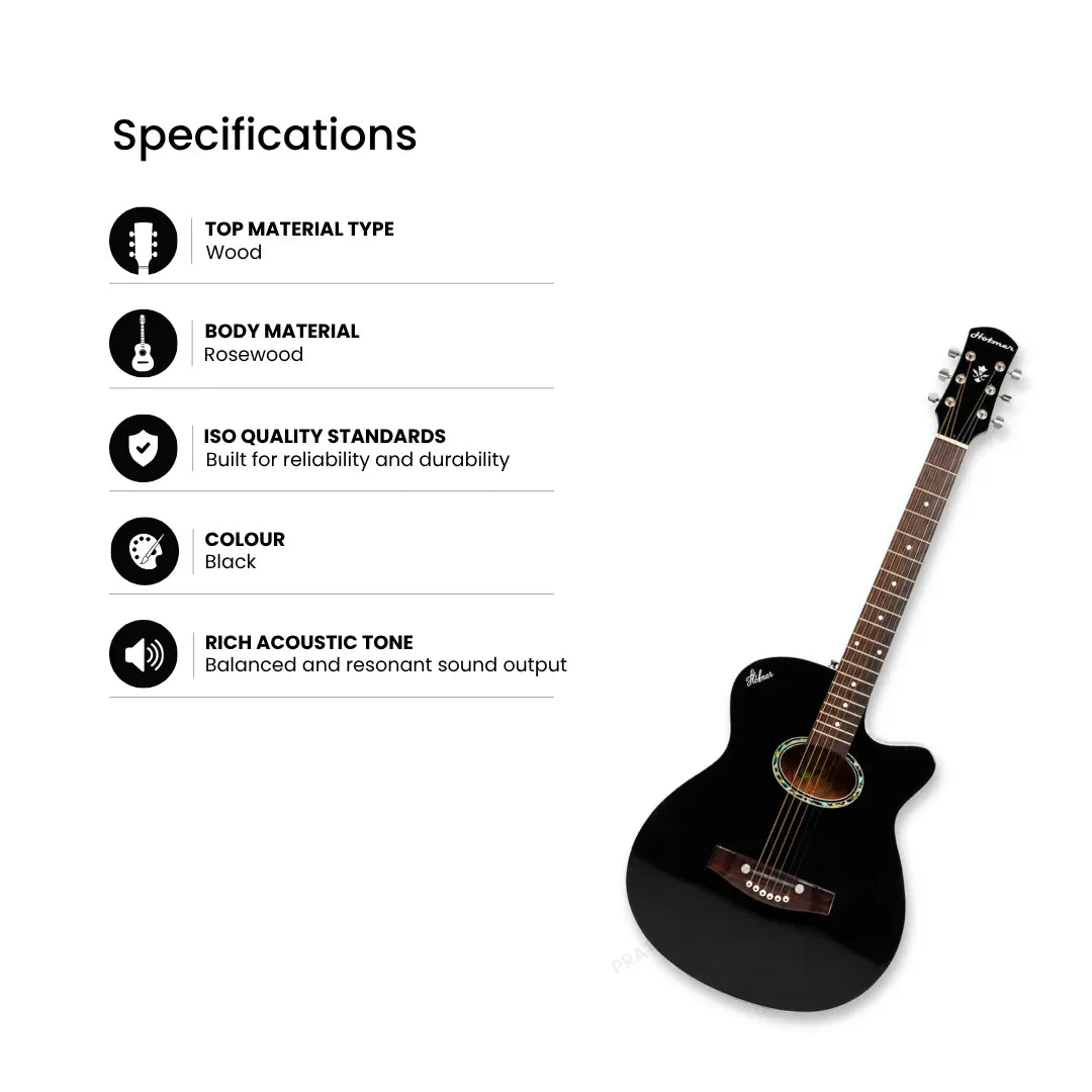 Hobmer 175-BK Export Electro-Acoustic Guitar - Black