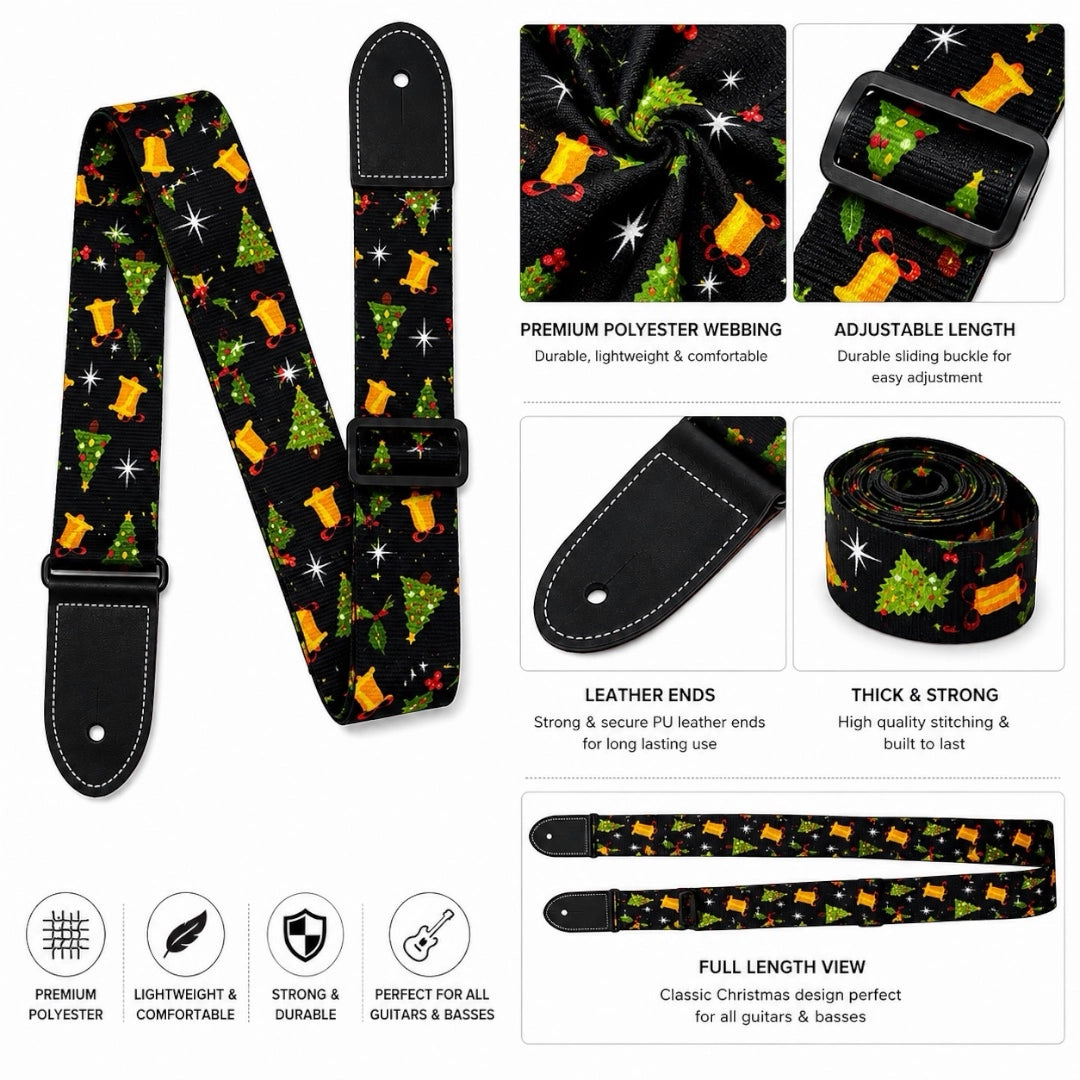 AM Guitar Strap - Christmas Bell Print
