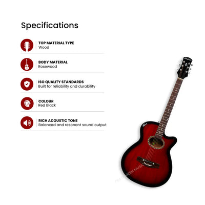 Hobmer 175-RB Export Electro-Acoustic Guitar - Red Black