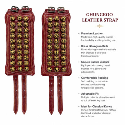 RG Leather 3-Line Ghungroo - Maroon