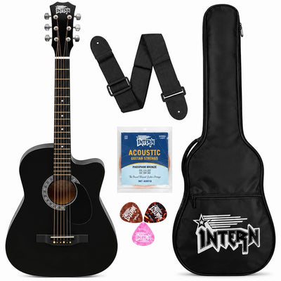 Intern 38C Acoustic Guitar with Bag - Black