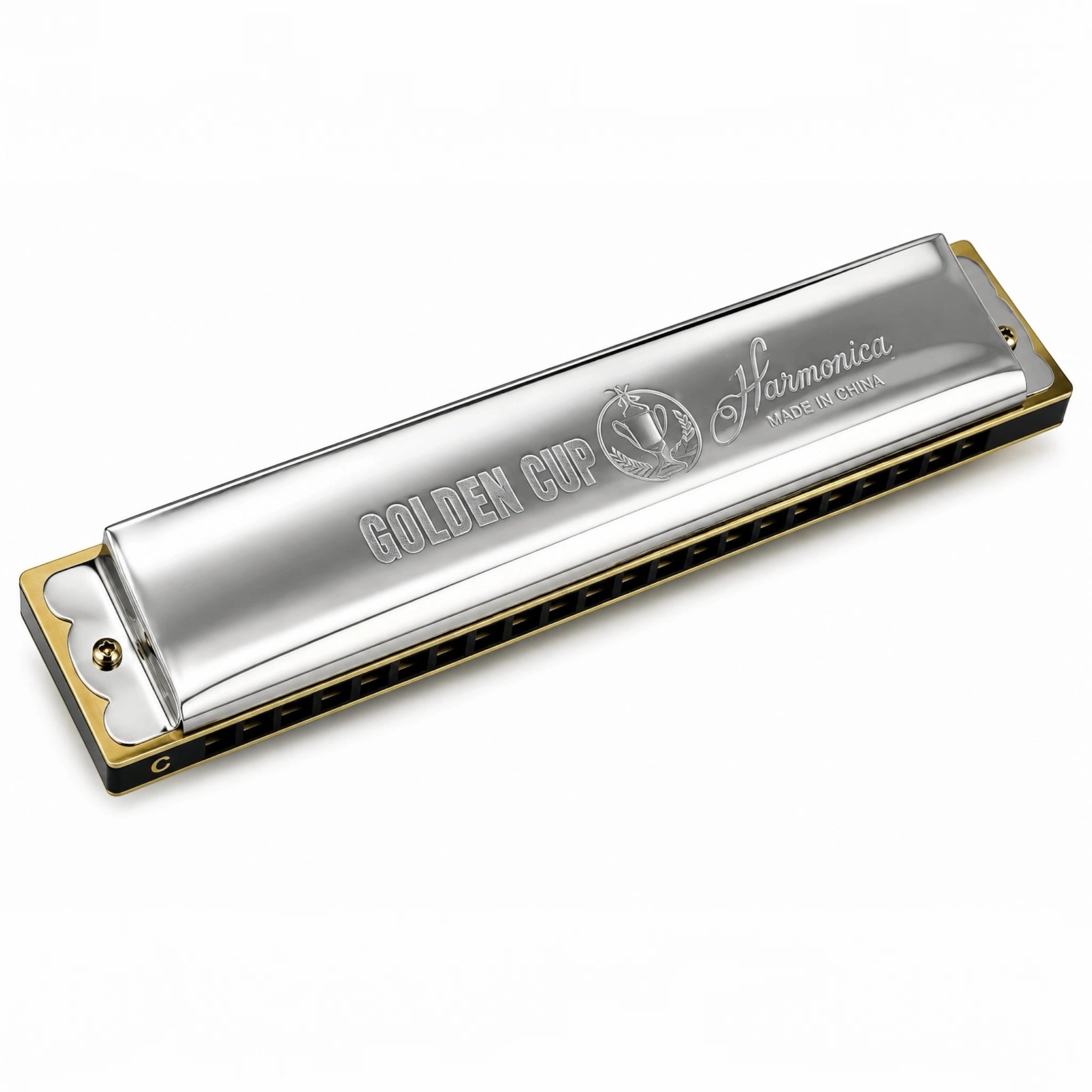 Golden Cup 24 Hole C Scale Chromatic Black Hard Case Harmonica