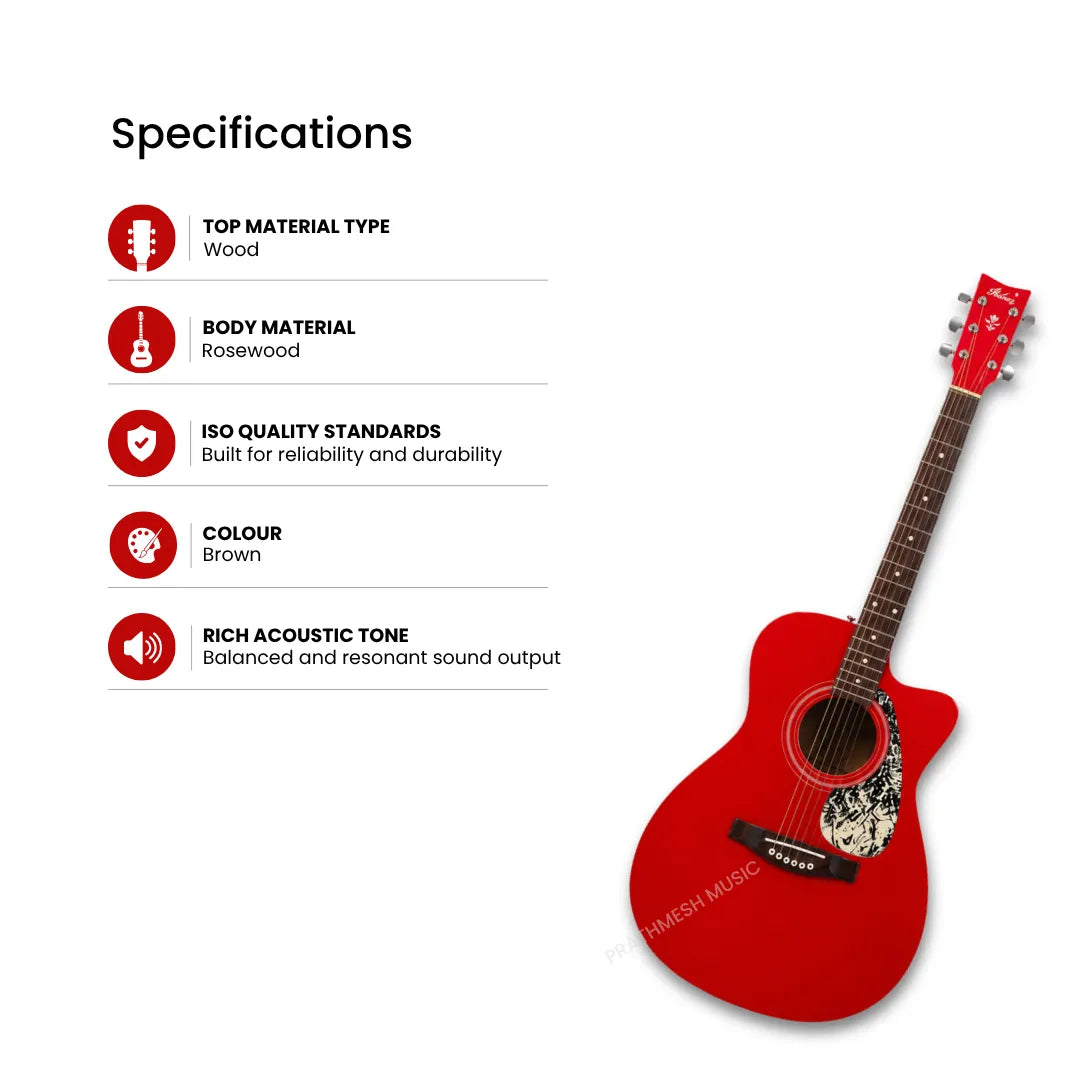 Hobmer 250-CR Export Electro-Acoustic Guitar - Cherry Red